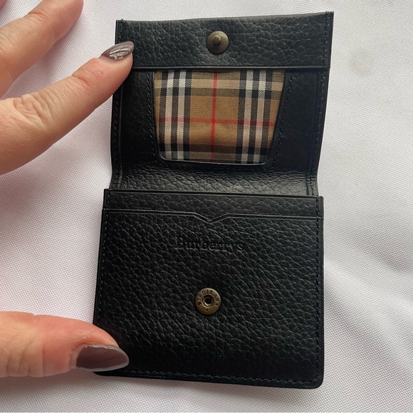 BURBERRYS SMALL COIN CASE POUCH LONDON LEATHER AUTHENTIC VINTAGE BLACK LEATHER - Picture 3 of 7